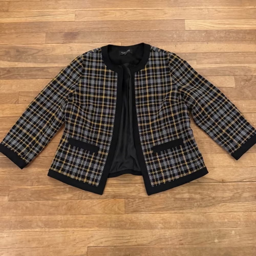 Chico's Black and Gold Blazer Classic Structured Design